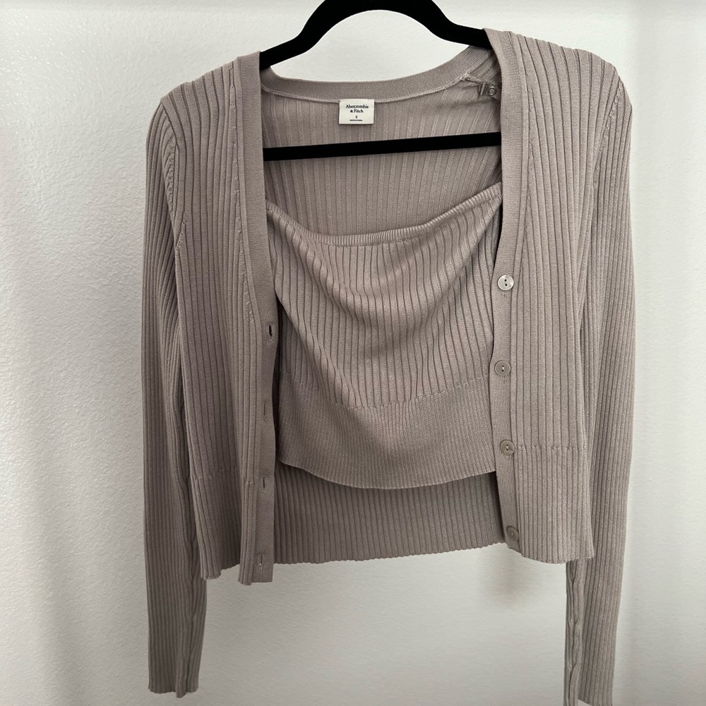 Abercrombie & Fitch Taupe Cardigan with tube top that detaches. Never worn